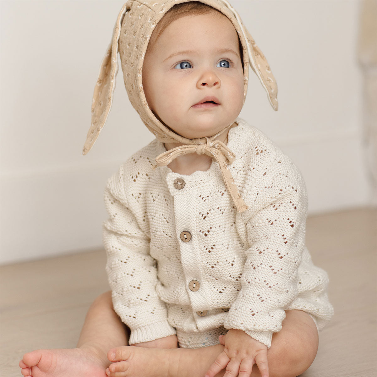 Quincy Mae Knit Cardigan Sweater - Natural - Lifestyle
