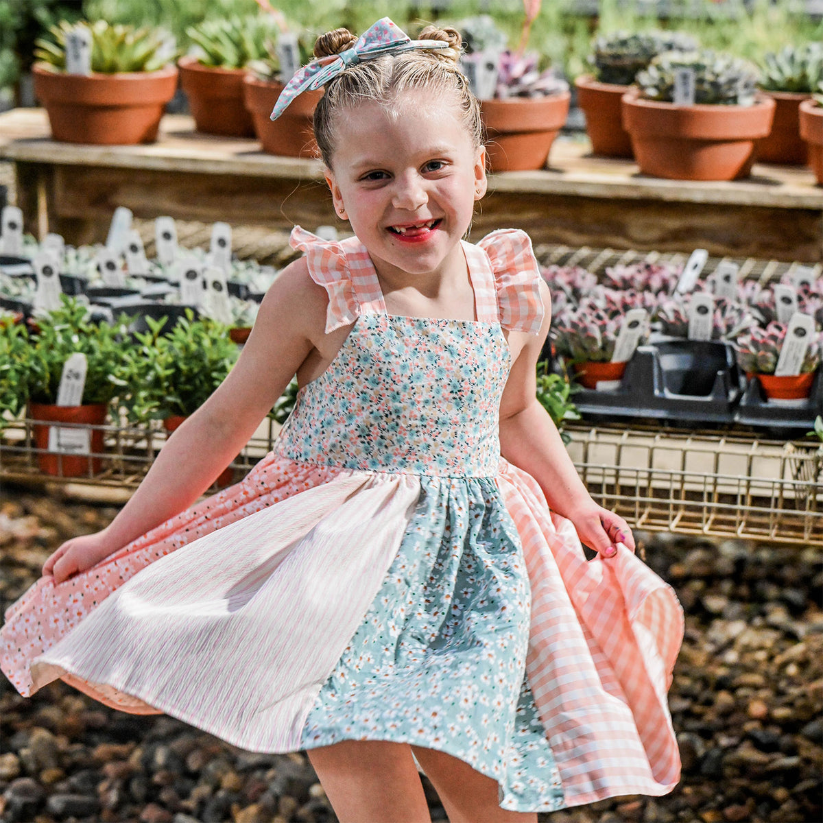 Multi Print Charlotte Party Dress Lifestyle Twirling