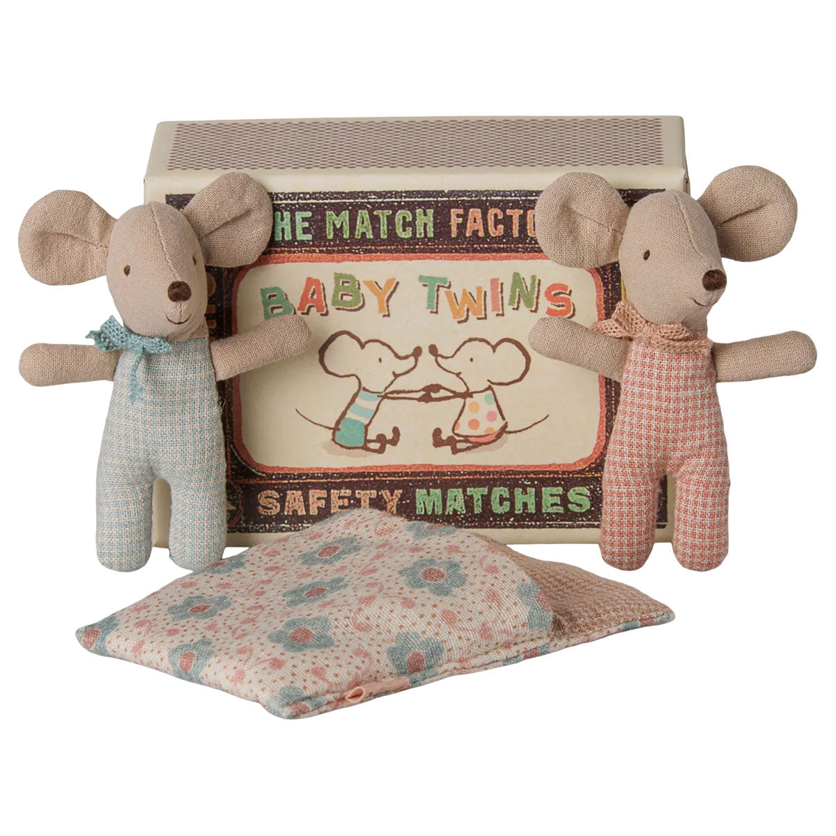 Maileg Twins, Baby Mice in Matchbox - Checker - Out of the Box