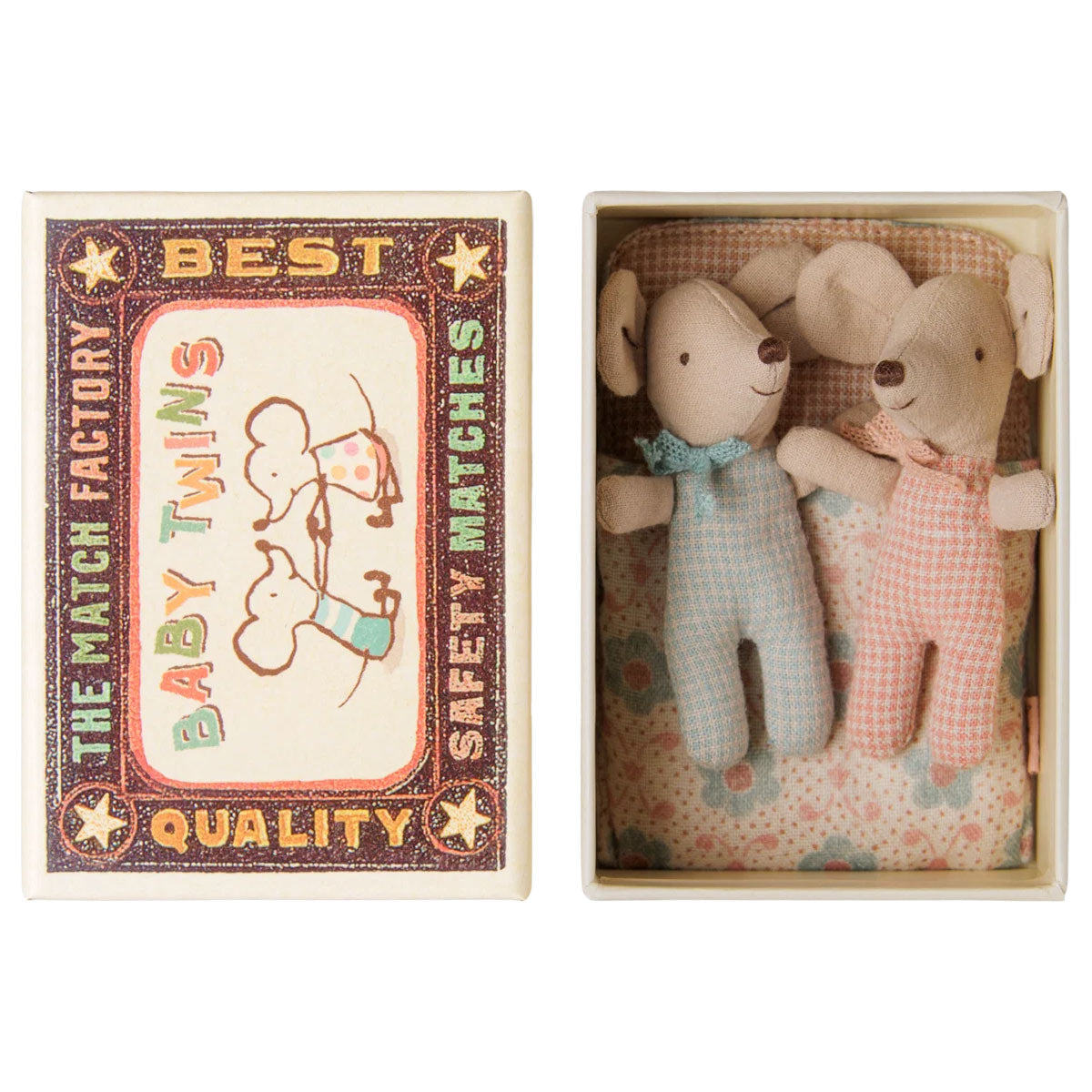 Maileg Twins, Baby Mice in Matchbox - Checker