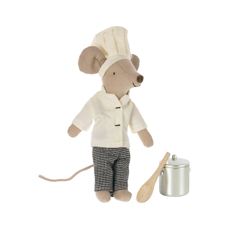 Maileg Chef Mouse with Soup Pot and Spoon
