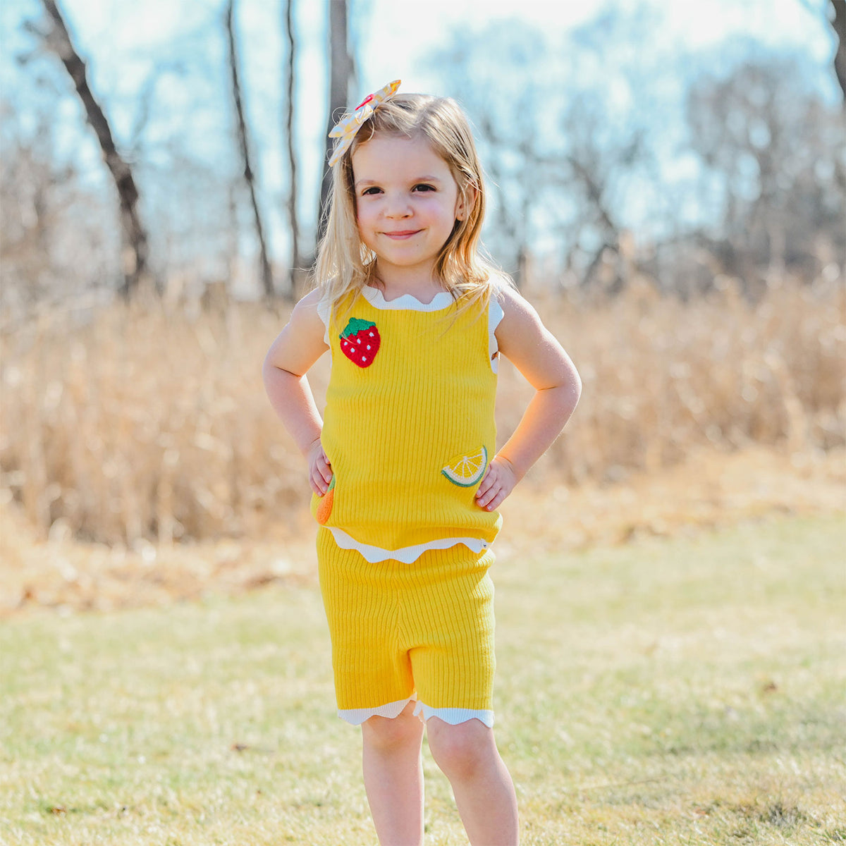 oh baby! Chloe Tank & Short Set - Mixed Fruit Crochet - Lemon - Lifestyle