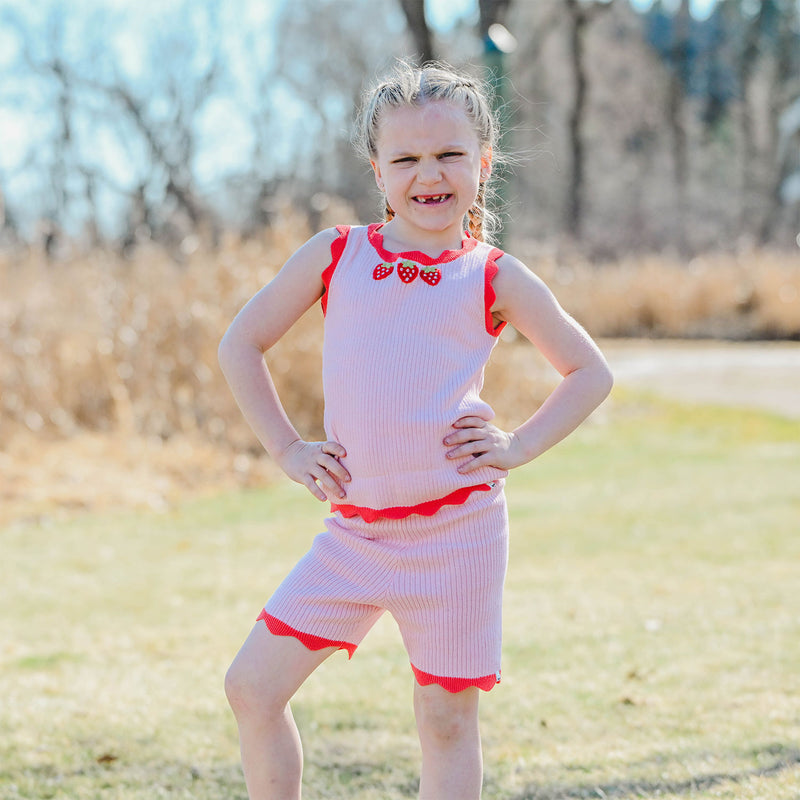oh baby! Chloe Tank & Short Set - Strawberry Crochet - Pale Pink - Lifestyle