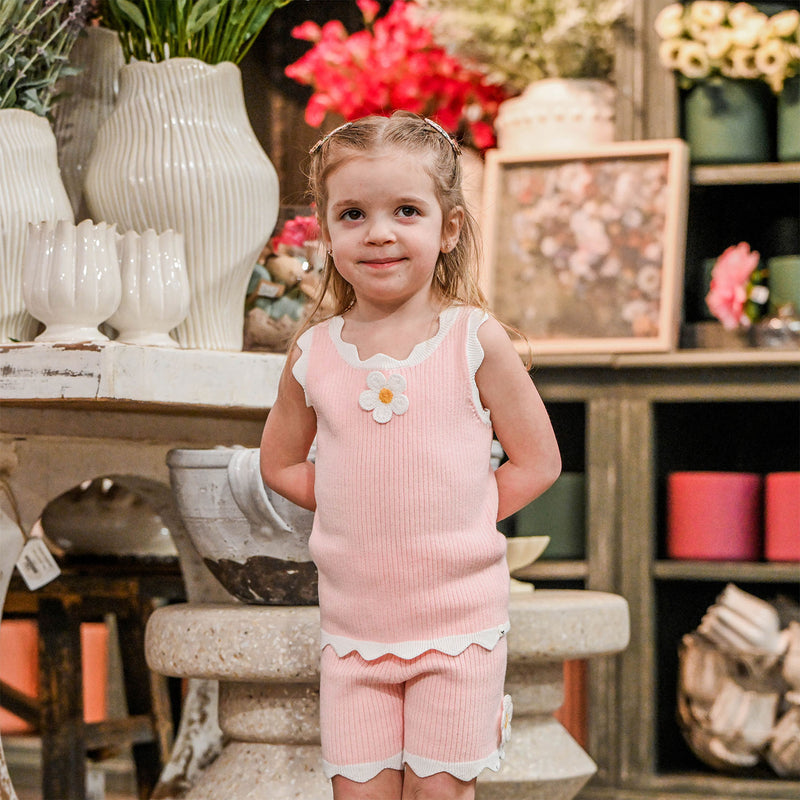 oh baby! Chloe Tank and Short Set - Crochet Daisies - Pink - Lifestyle