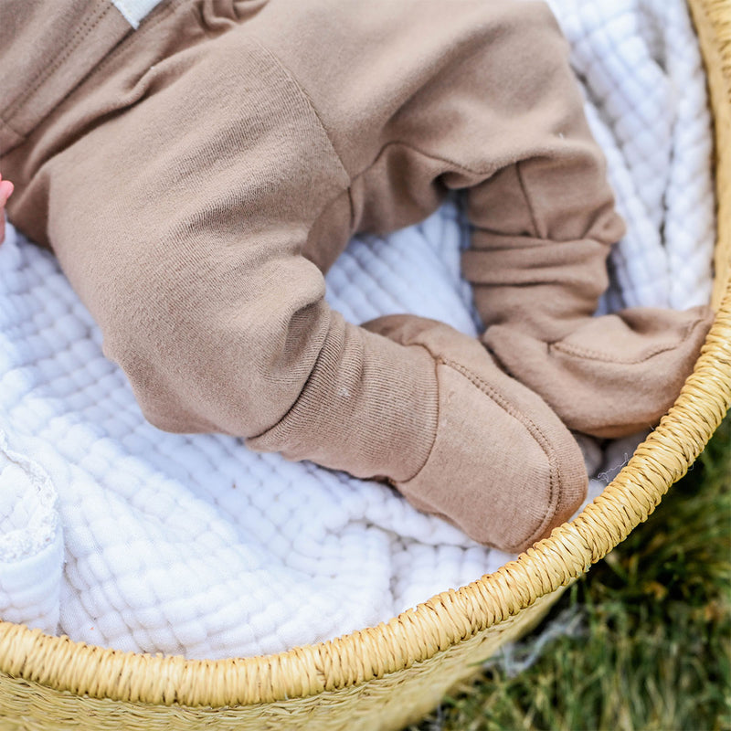 oh baby! Cotton Baby Rib Snowdrift Booties - Chocolate