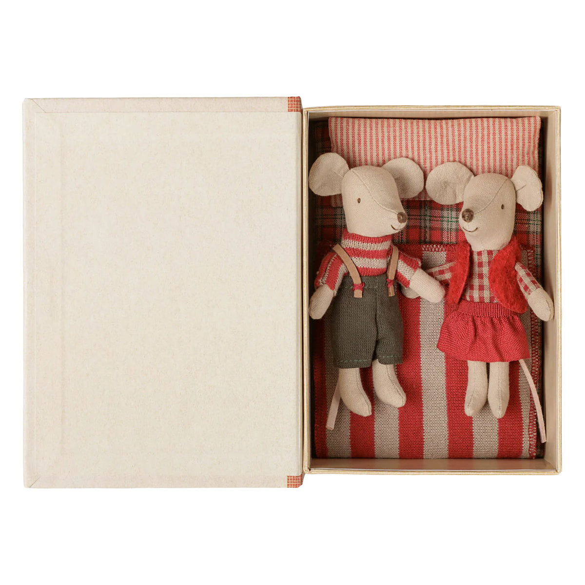 Maileg Christmas Twin Mice, Little Brother and Little Sister in Book - Mice in the book