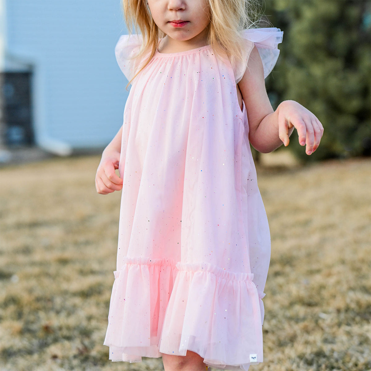 oh baby! Stella Dress - Confetti Tulle - Pale Pink - Close Up