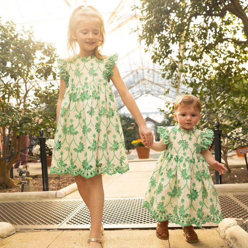 Cynthia Dress - Kelly Green Eyelet - Lifestyle
