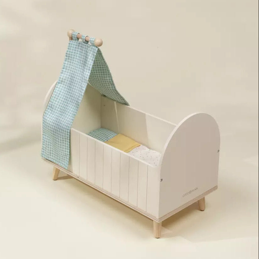 Wooden Dolls’ Crib & Accessories