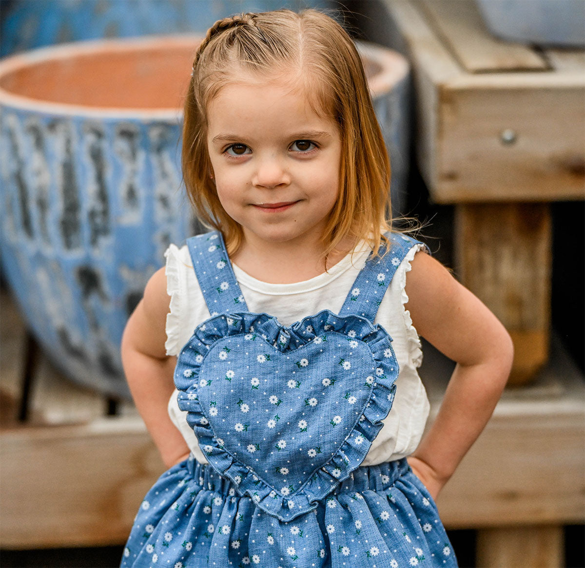 oh baby! Darling Skirtall - Sunburst Flower Print - Denim - Lifestyle-close