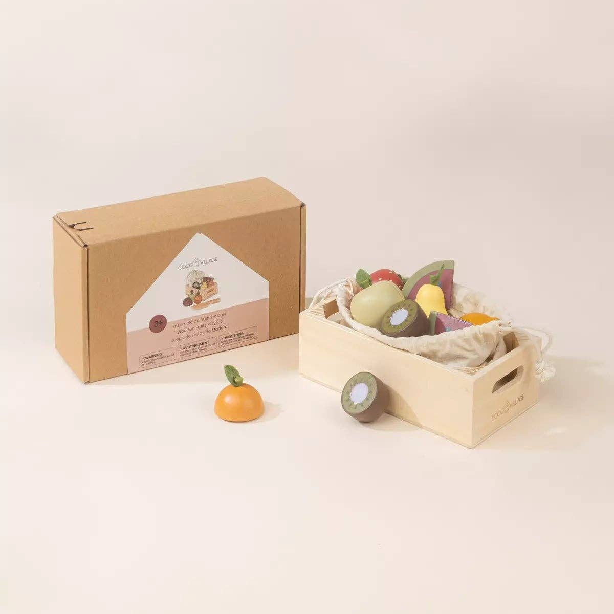 Wooden Fruits Playset with packaging