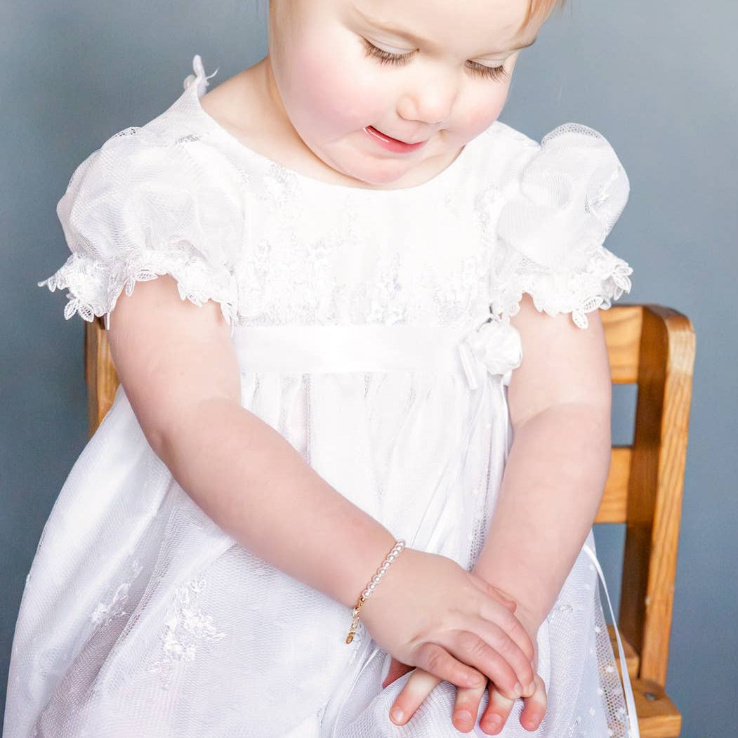 Audrey 14K Gold-Plated Pearl Child's Bracelet - Soft White - Lifestyle