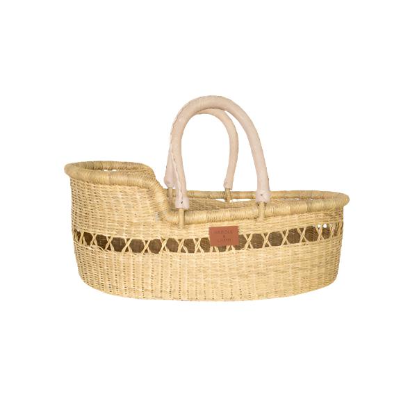 Heddle & Lamm Doll Moses Basket - Open Weave Natural Handle