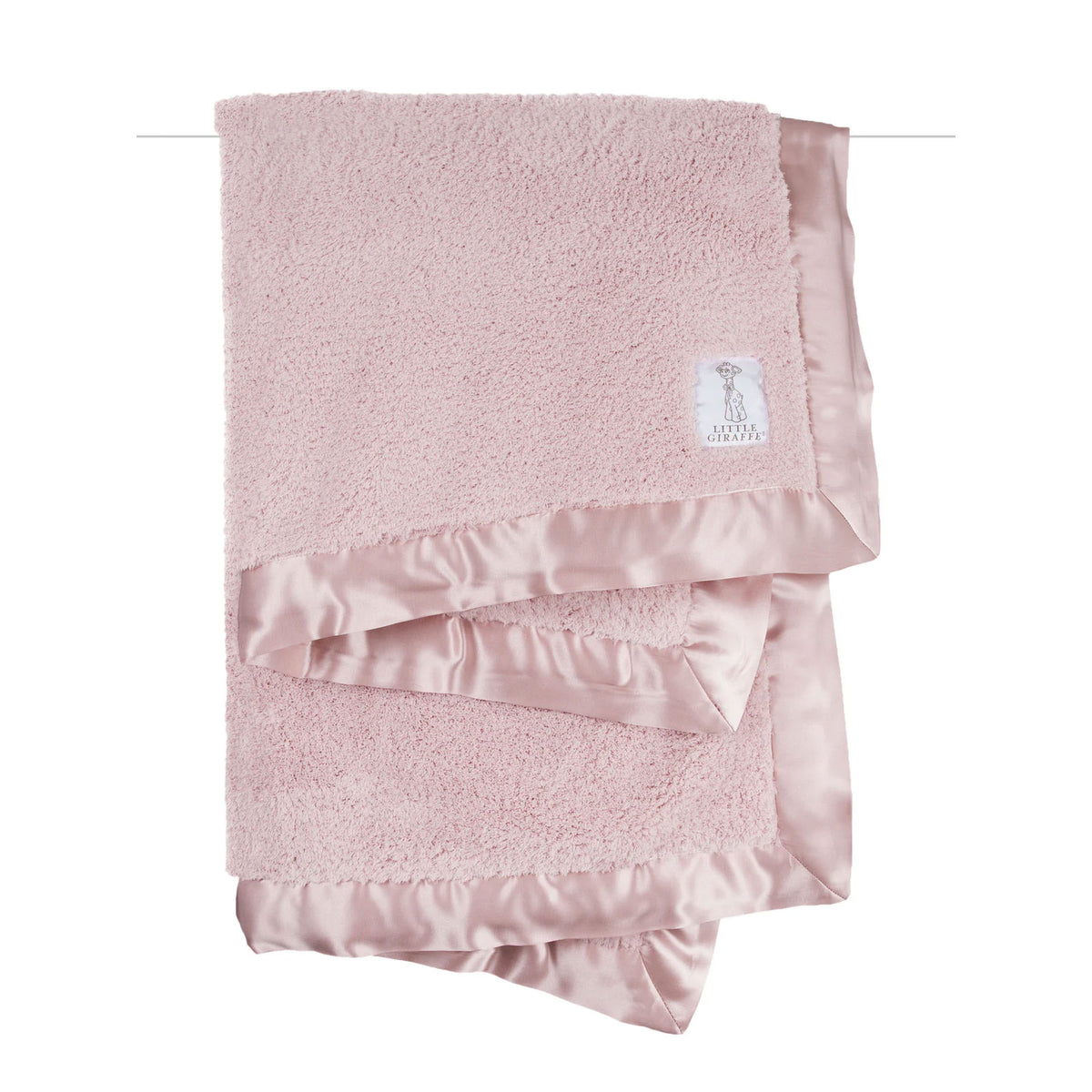 Little Giraffe Chenille Baby Blanket - Dusty Pink