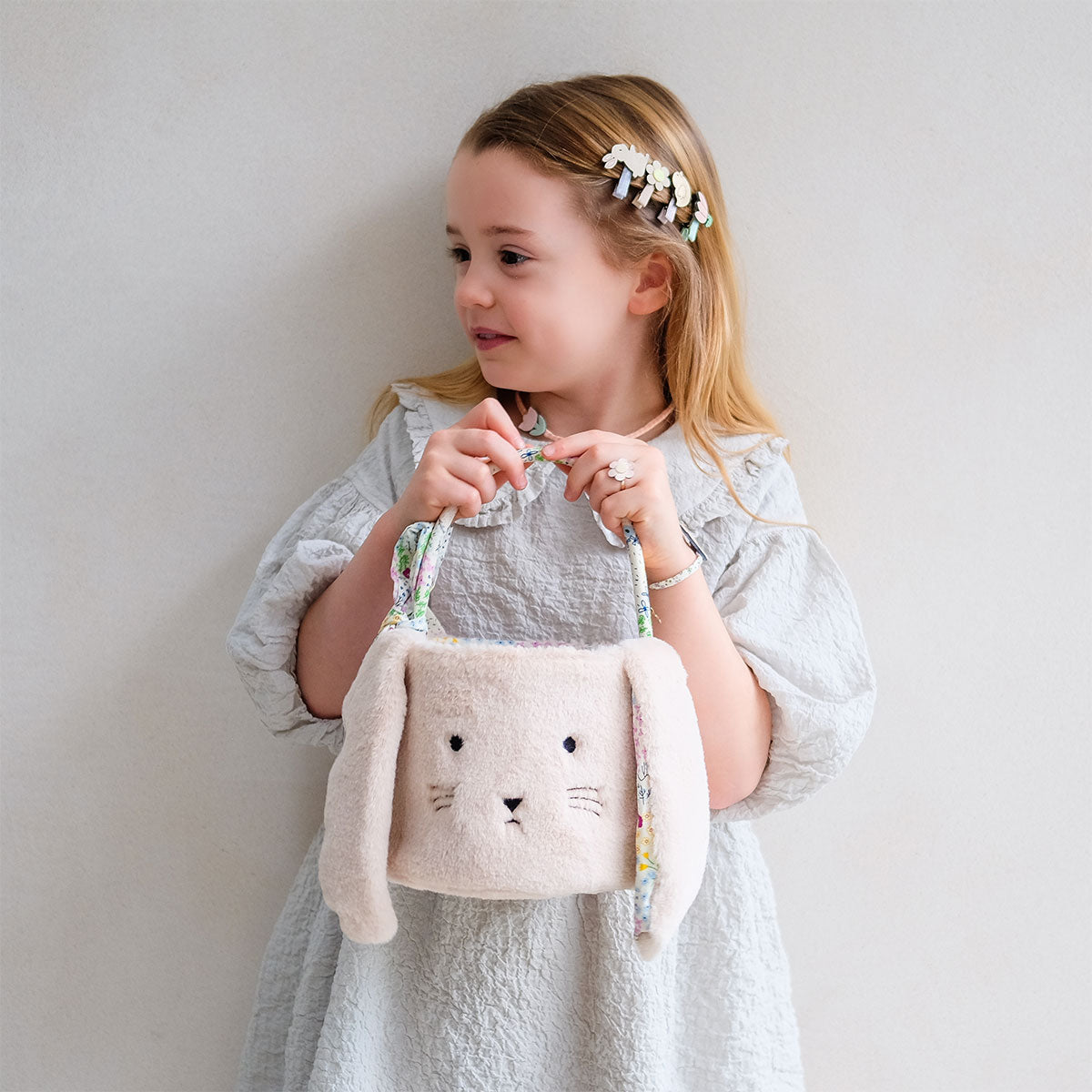 Easter Mini Hair Clips - Set of 2 - With Bunny Easter basket