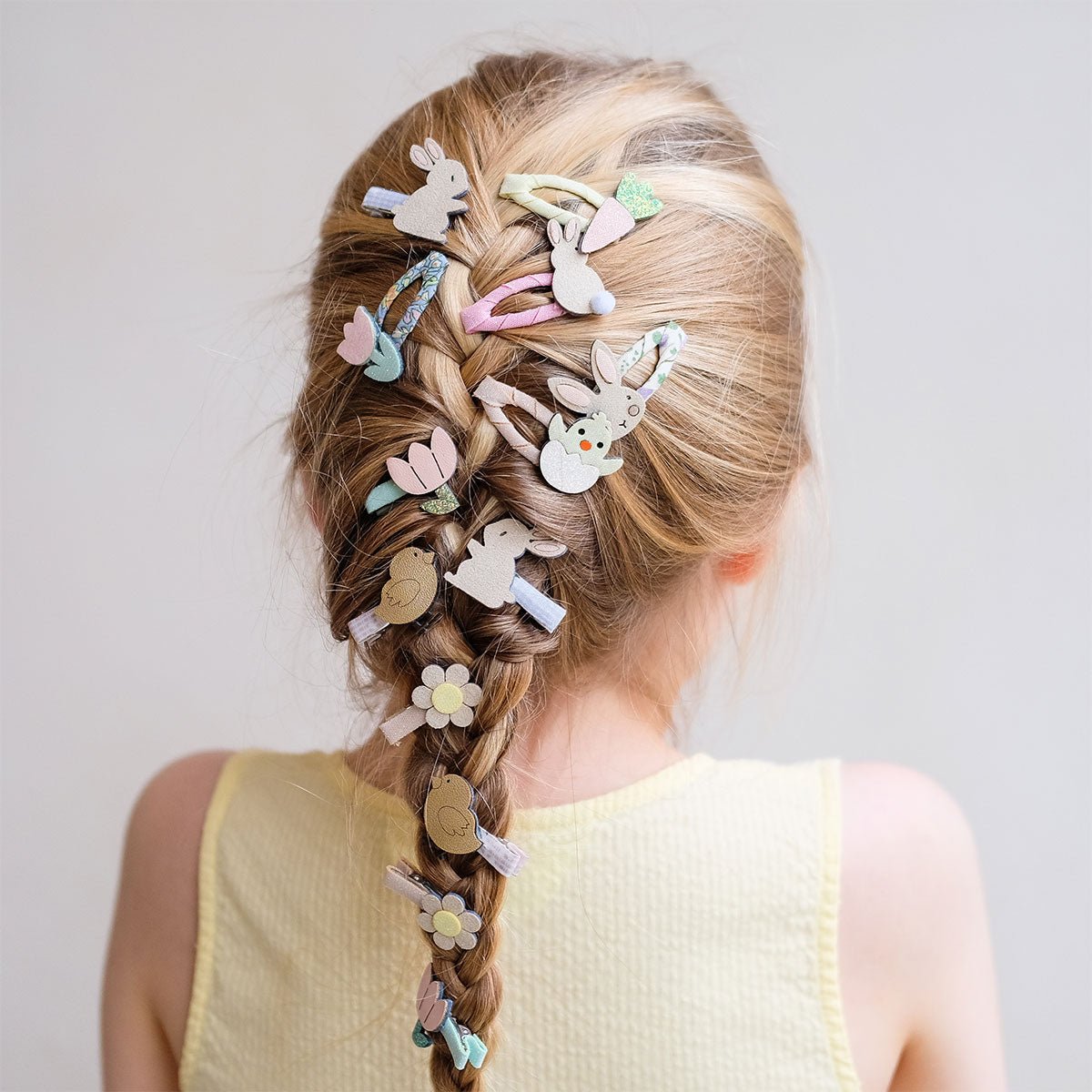 Easter Mini Hair Clips - Set of 2 - Lifestyle with Girl in Braid