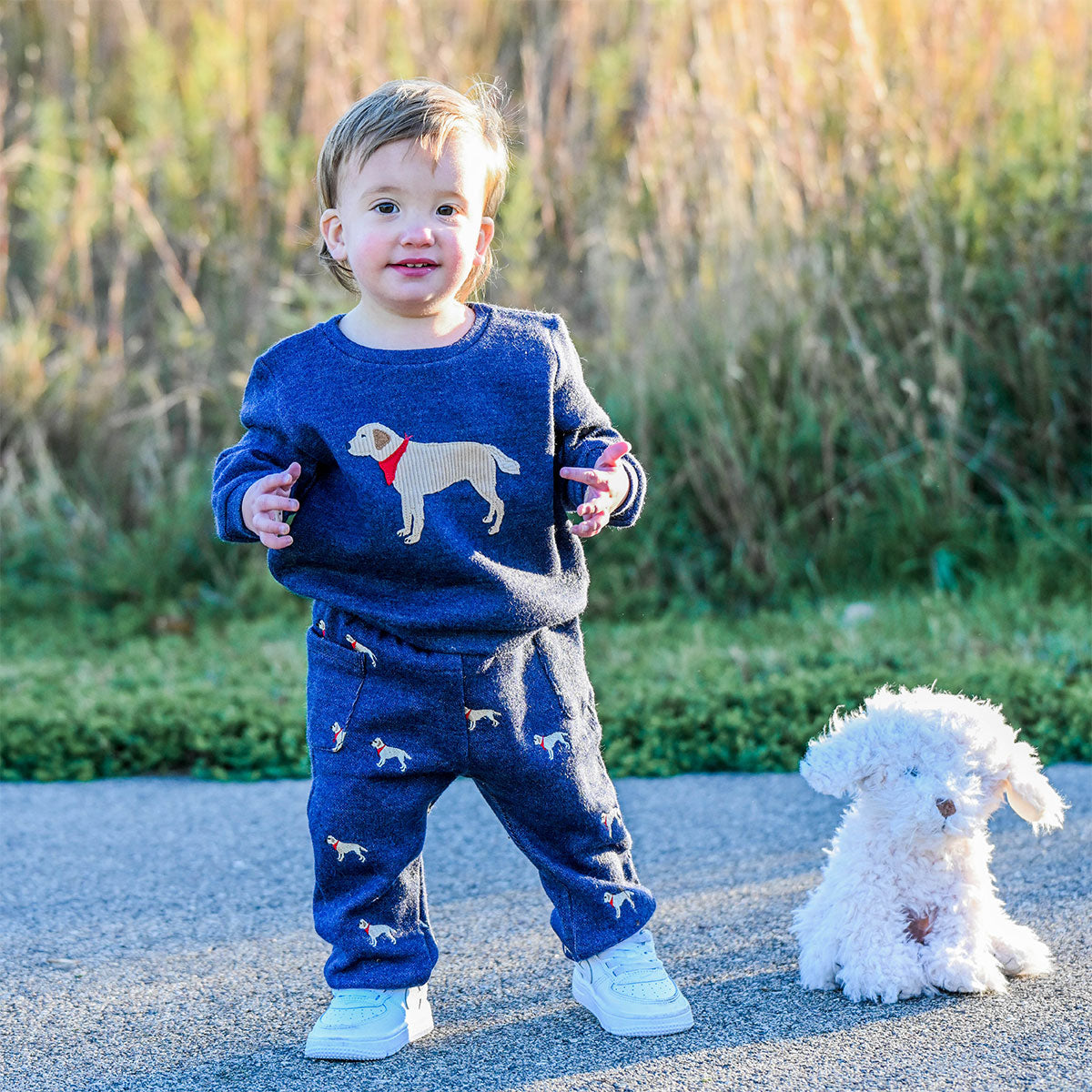 oh baby! Brooklyn Boxy Sweatshirt - Lab Bandana - Navy Heather - with Pants