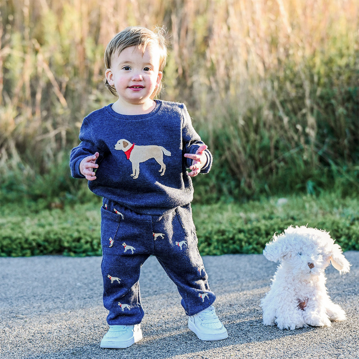 oh baby! Brooklyn Boxy Sweatshirt - Lab Bandana - Navy Heather - with Pants