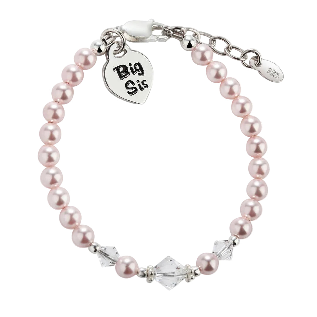 Sterling Silver Child's Bracelet - Big Sis - Pink