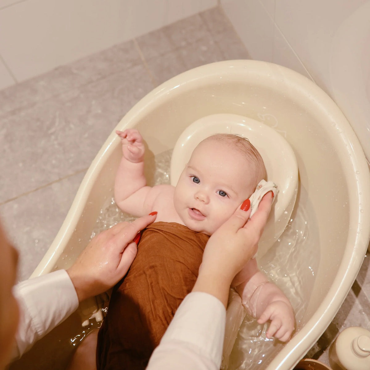 Mushie Muslin Cotton Washcloth 5-Pack - Pink Flowers