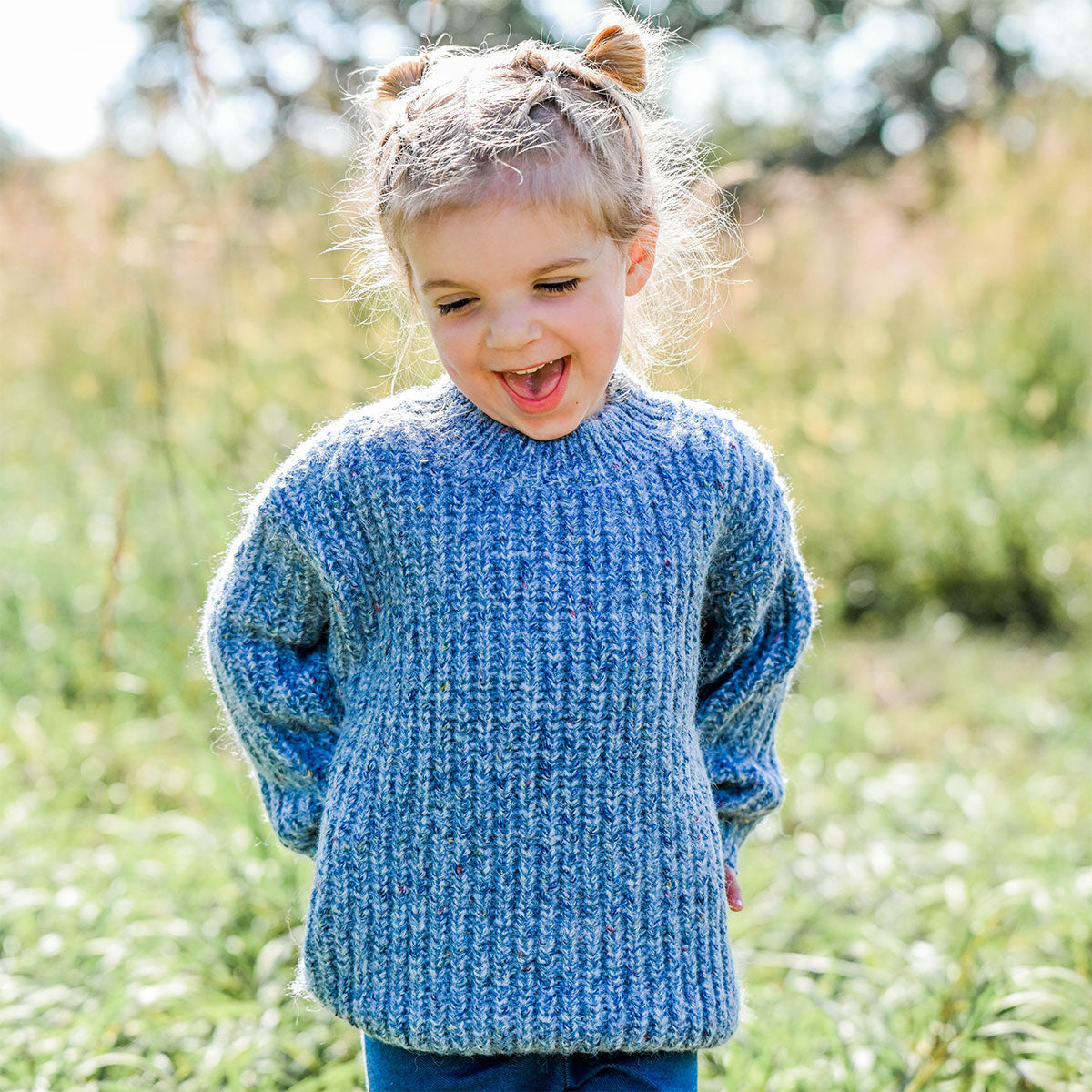 oh baby! Fleck Grandpa Knitted Pullover Sweater - Blue
