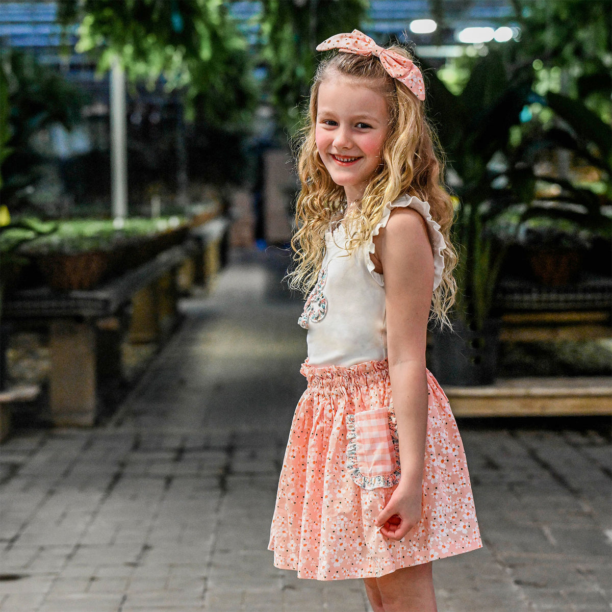 Daisies Flora Side Pocket Skirt - Rebekah Tank and matching hair bow - lifestyle