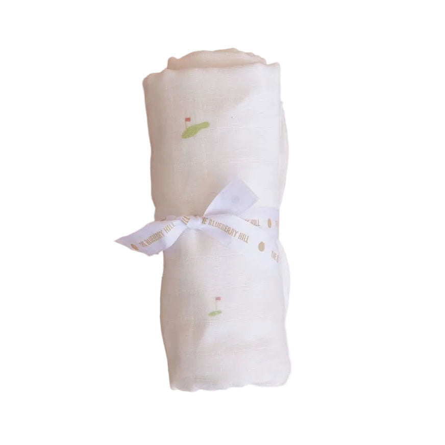 Organic Cotton Muslin Swaddle Blanket - Golf
