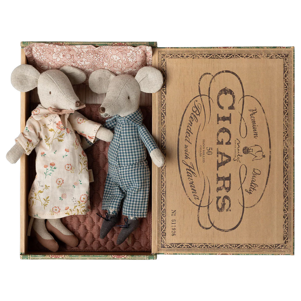 Maileg Grandma & Grandpa Mice in Cigar Box
