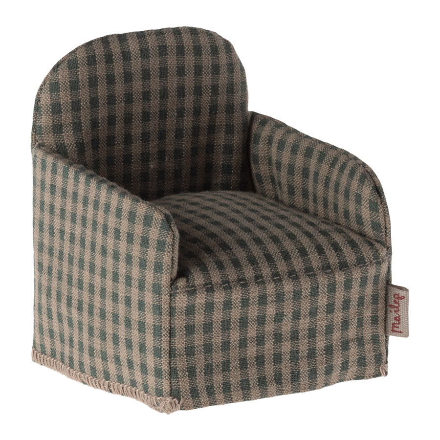 Maileg Chair, Mouse - Green Checker