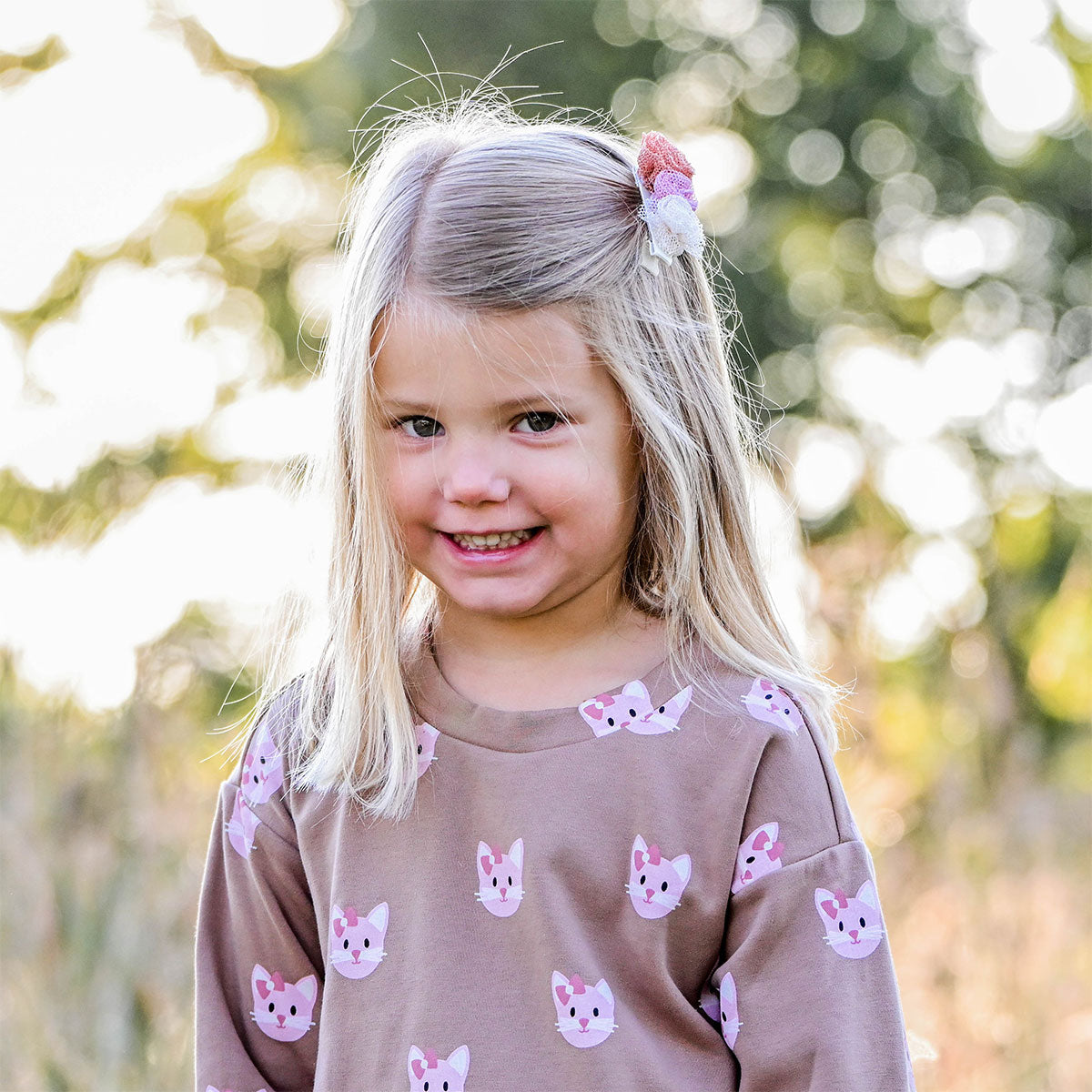 oh baby! Miley Tutu Dress - Kitty Faces - Milk Chocolate - Close