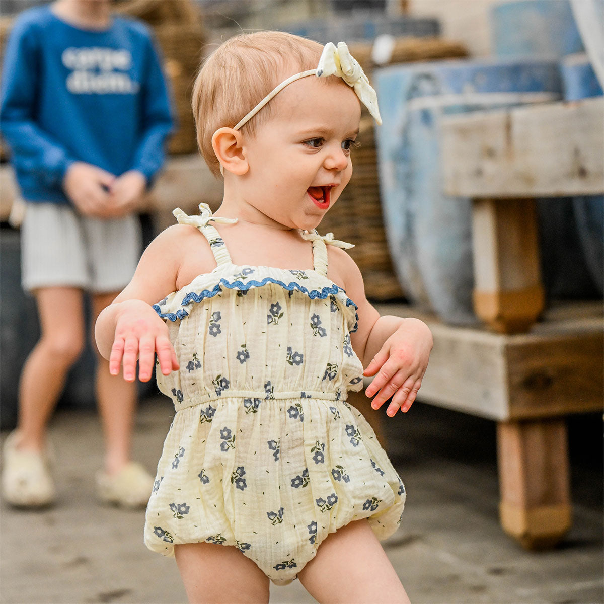 oh baby! Harriet Romper - Bellflower Floral Print - Indigo - Lifestyle