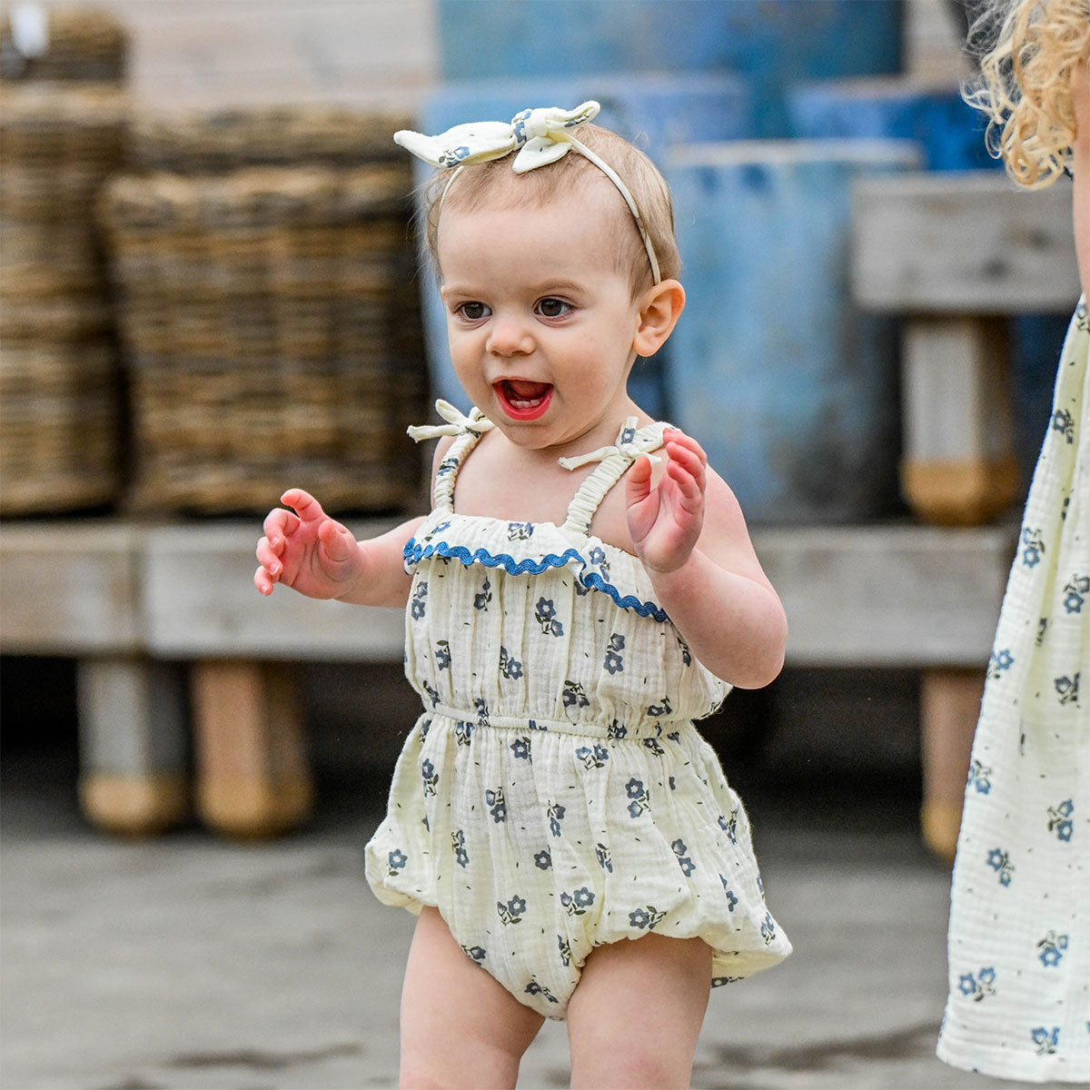oh baby! Harriet Romper - Bellflower Floral Print - Indigo - Lifestyle