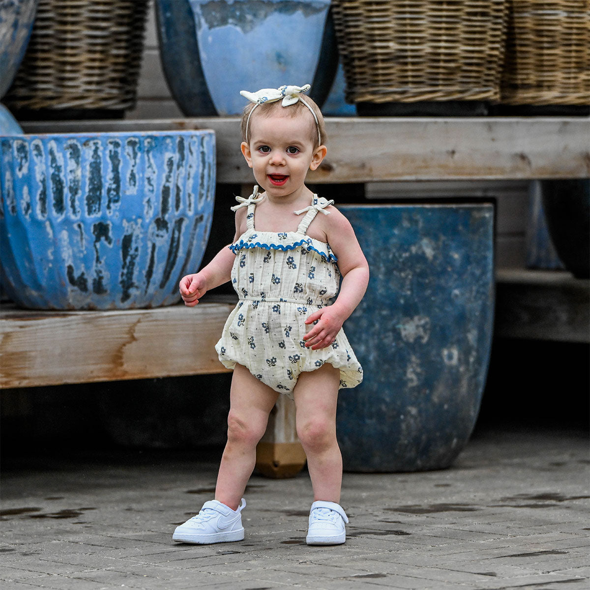 oh baby! Harriet Romper - Bellflower Floral Print - Indigo - Lifestyle