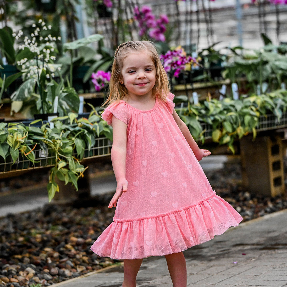 oh baby! Stella Dress - Bobinette Tulle with All Over Hearts - Blush - Lifestyle