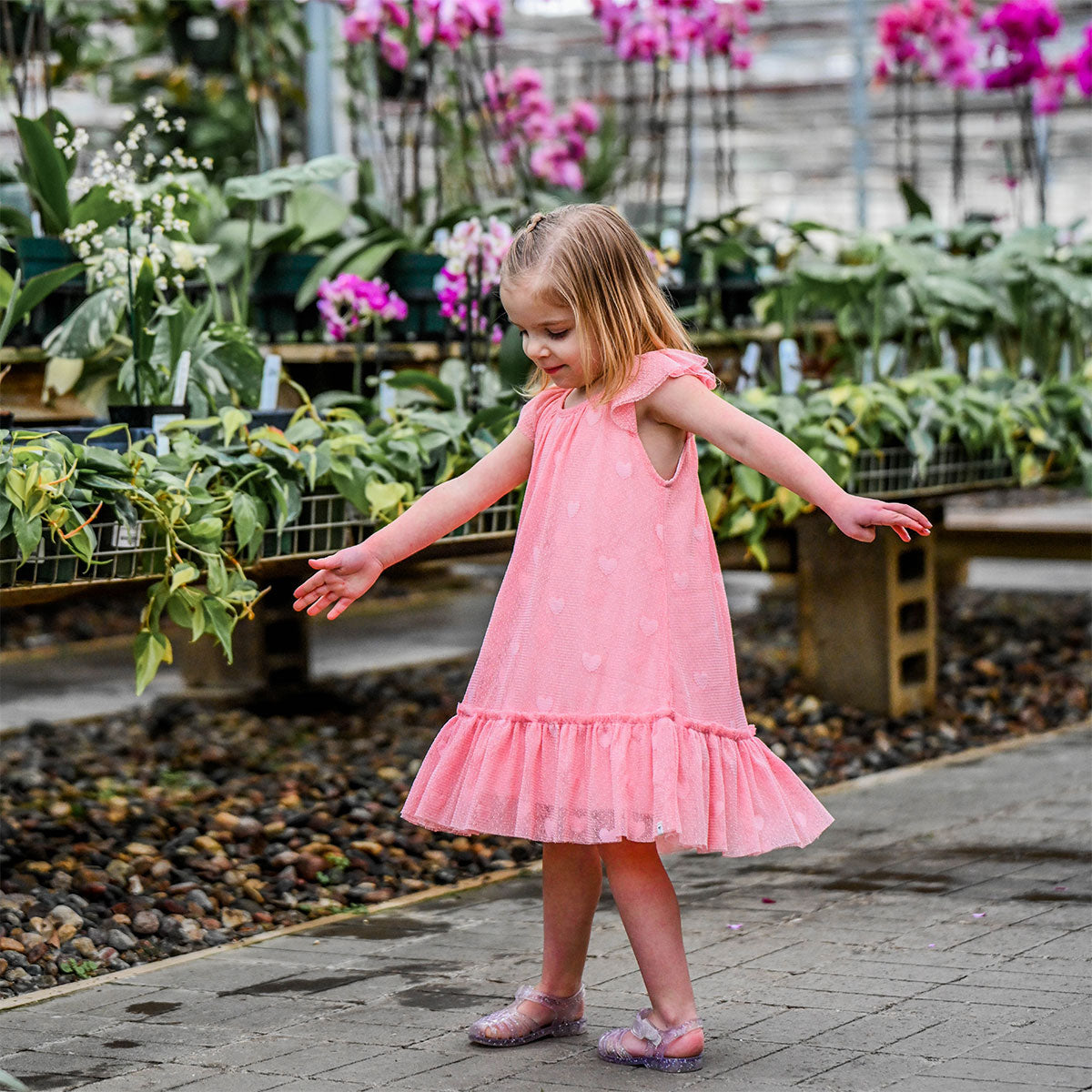 oh baby! Stella Dress - Bobinette Tulle with All Over Hearts - Blush - Lifestyle