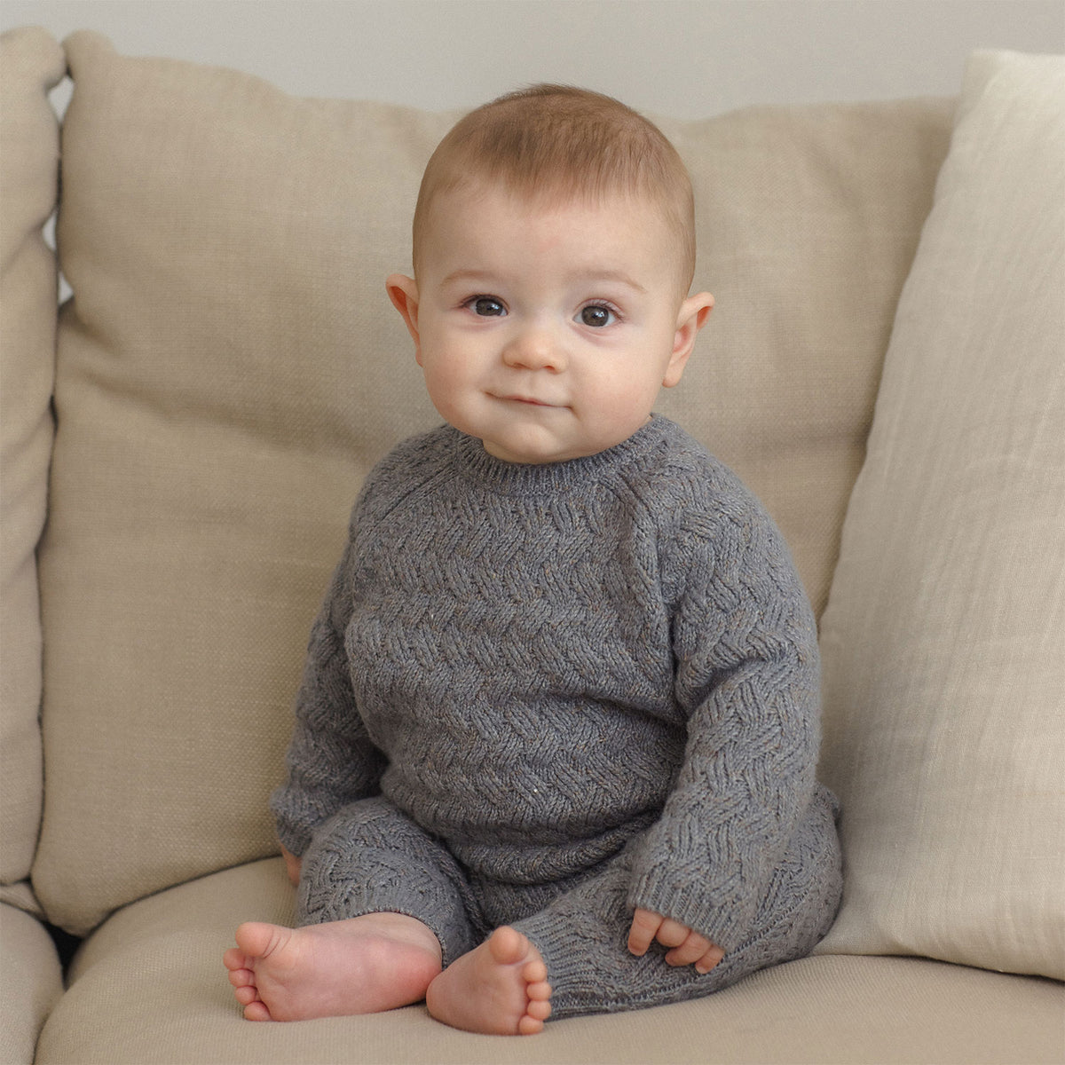 Quincy Mae Cozy Heathered Knit Jumpsuit - Heathered Slate - Lifestyle