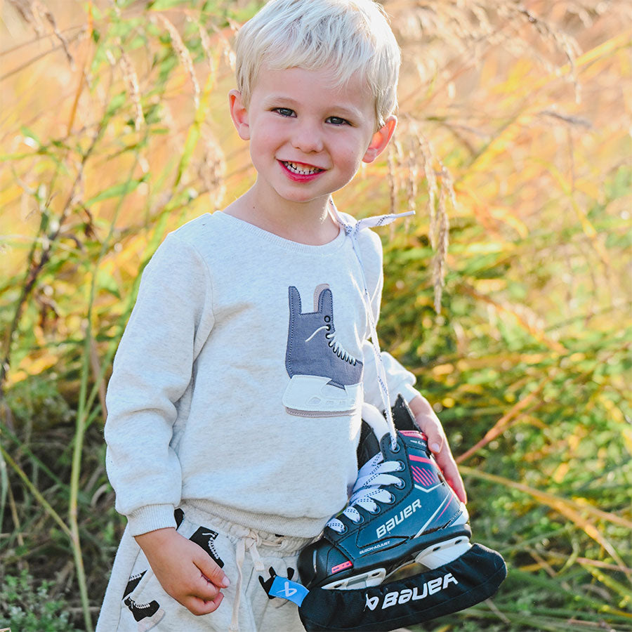 oh baby! Brooklyn Boxy Sweatshirt - Hockey Skate - Heather Gray