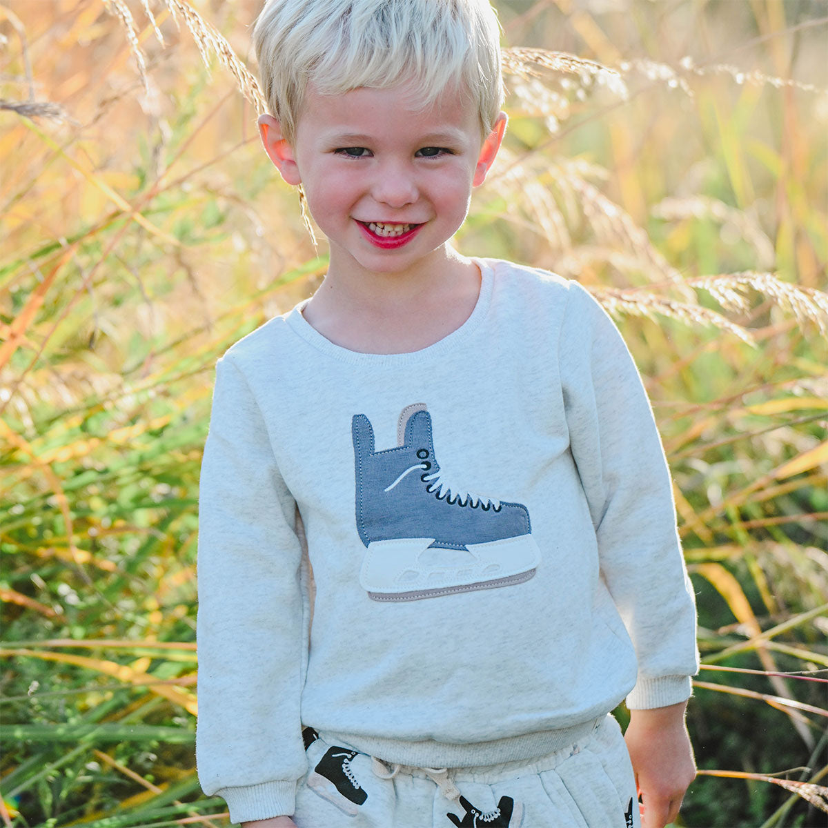 oh baby! Brooklyn Boxy Sweatshirt - Hockey Skate - Heather Gray