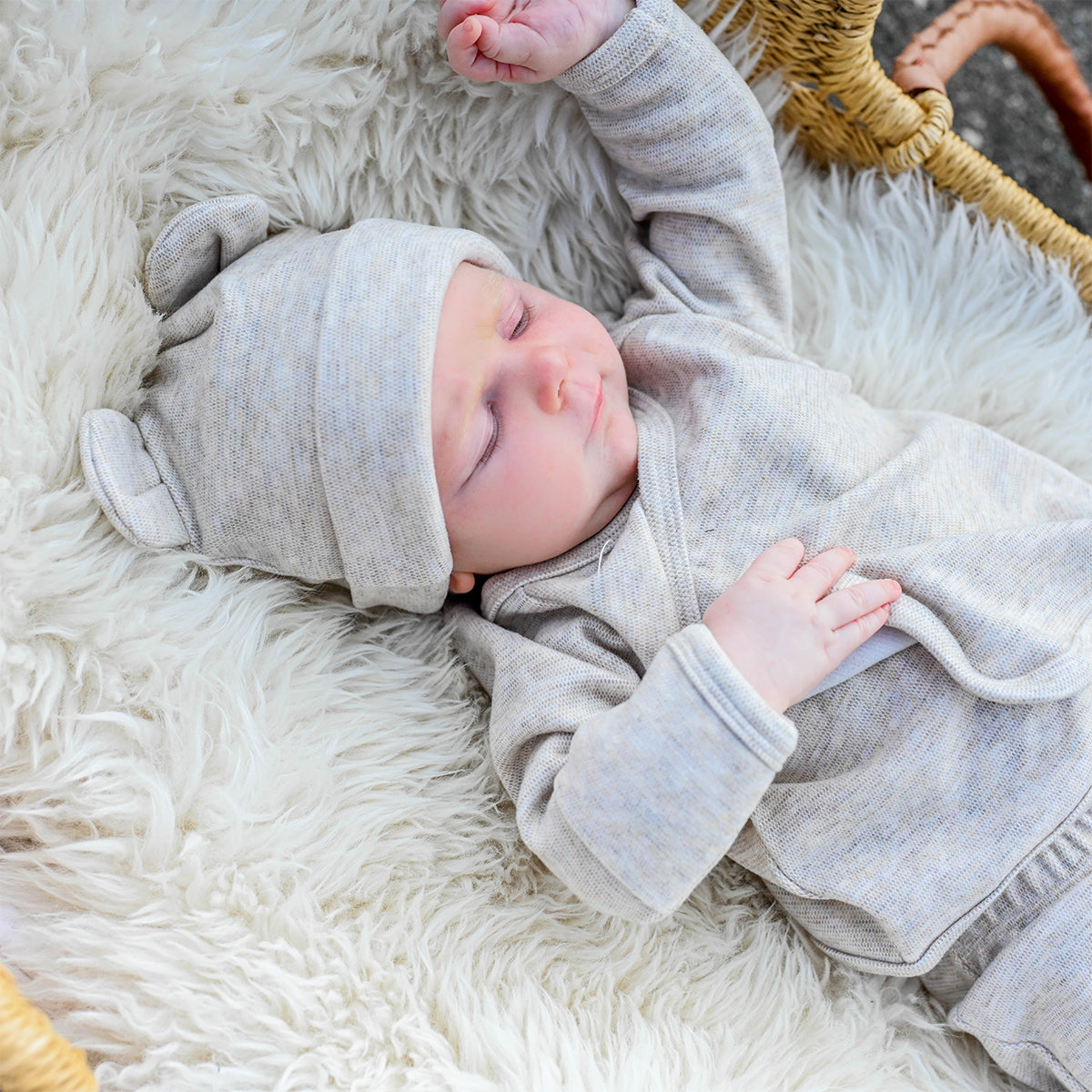 oh baby! Honeycomb Kimono Footie Set - Sand - Lifestyle