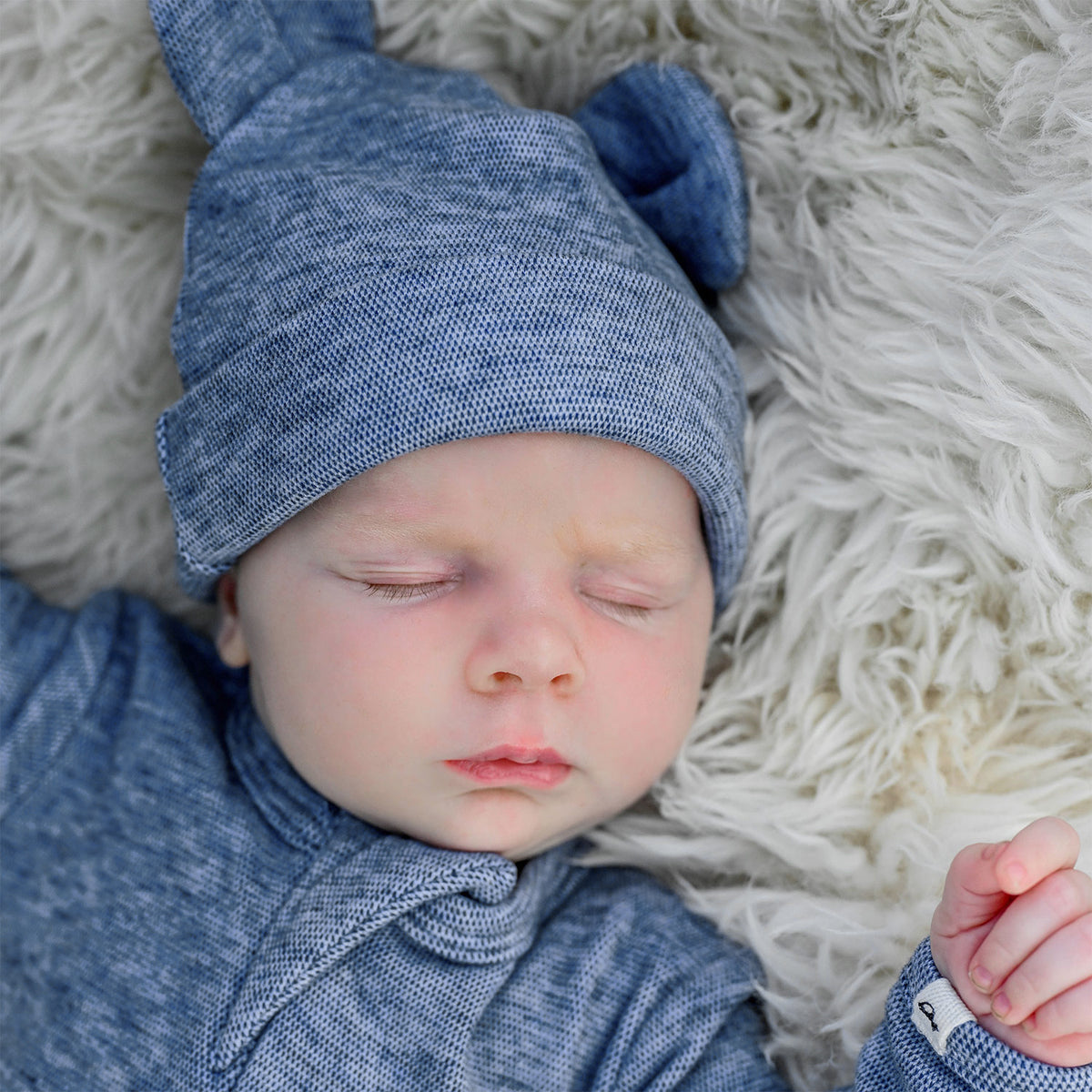 oh baby! Honeycomb Bear Ear Hat - Denim - Lifestyle