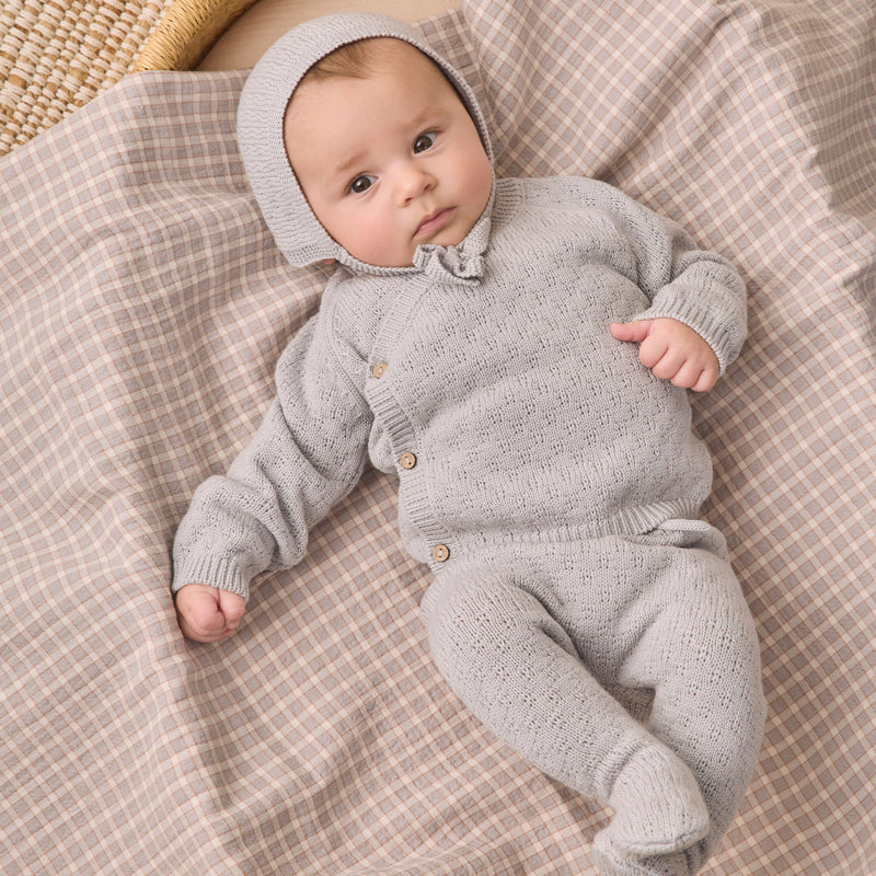 Quincy Mae Knit Wrap Top + Pant Set - Cloud - Lifestyle