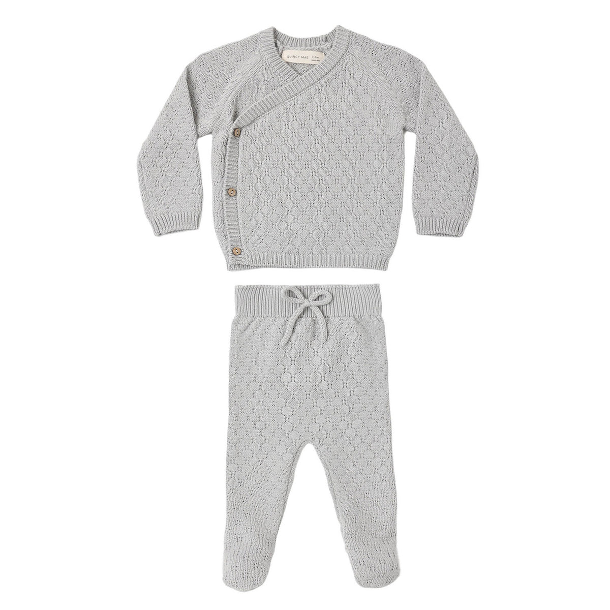 Quincy Mae Knit Wrap Top + Pant Set - Cloud