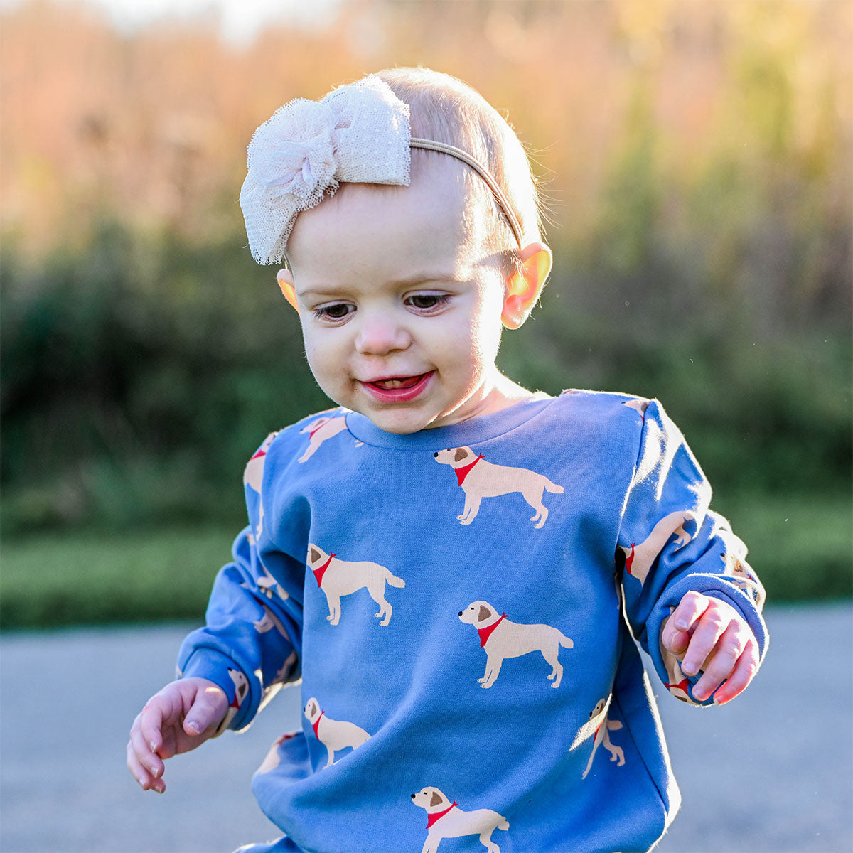 oh baby! Brooklyn Boxy Sweatshirt - Labs Print - Dusty Blue