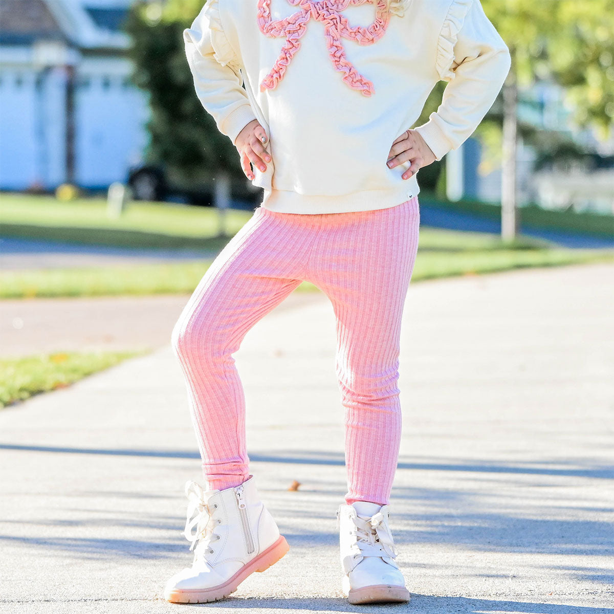 oh baby! Leggings Wide Rib - Pink - Front