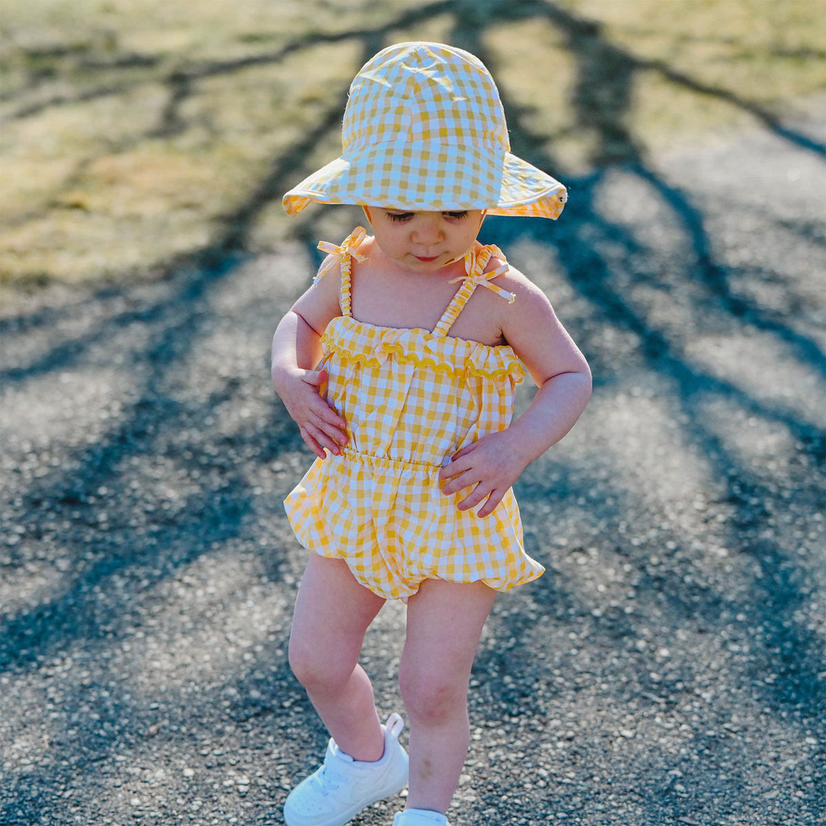 oh baby! Harriet Romper - Checks - Lemon - Lifestyle