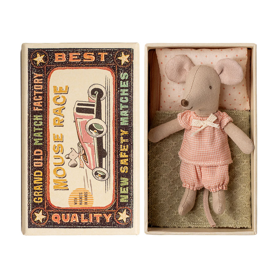 Maileg Little Sister Mouse in Matchbox - in the box