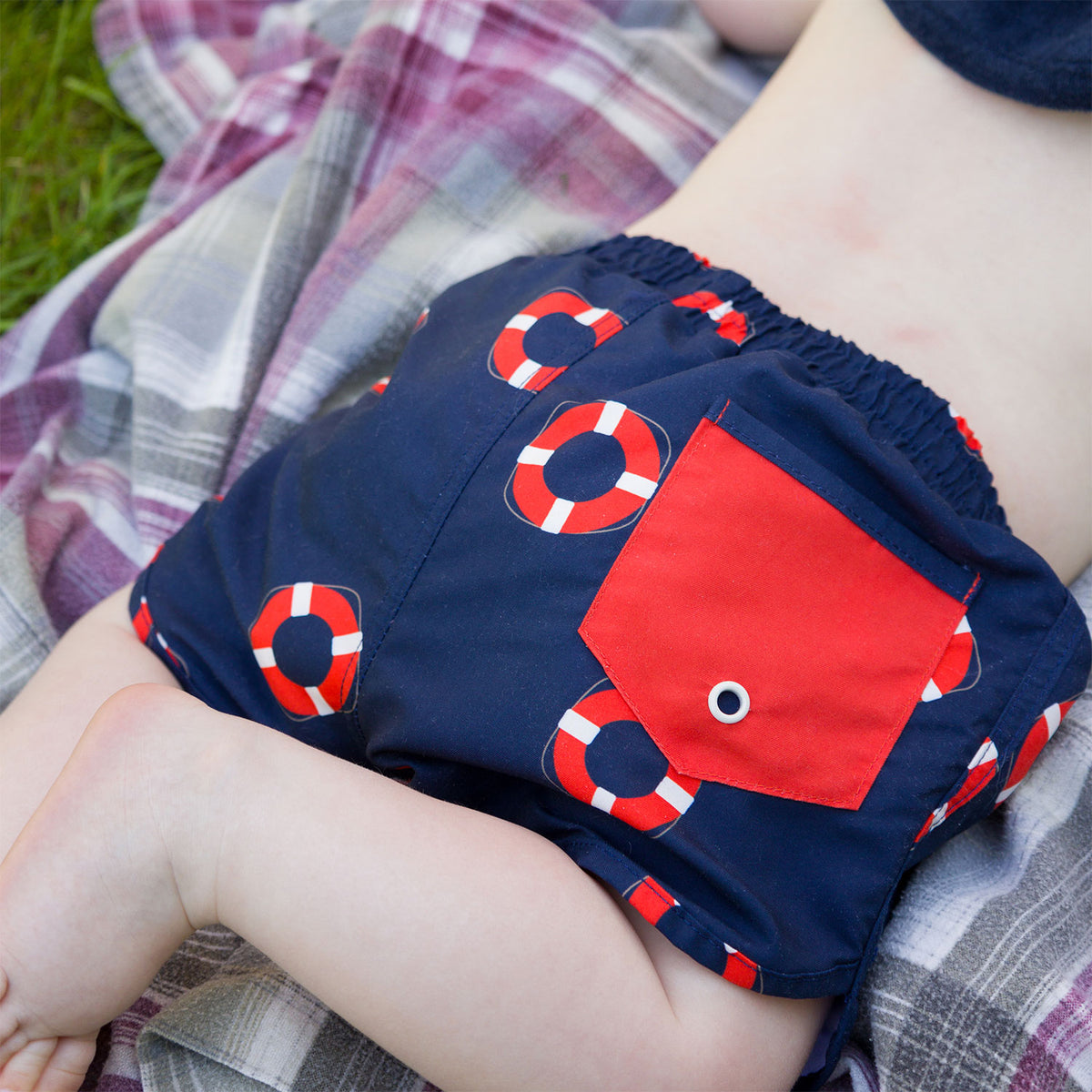 oh baby! Malibu Board Shorts - Life Rings Print - Navy - Lifestyle - Back Pocket