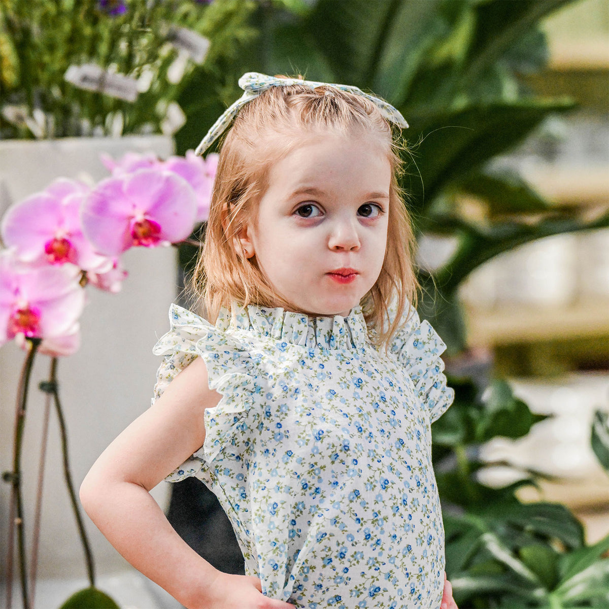 oh baby! Lola Top & Tutu Skirt Set - Poppy Sprig - Sky Blue - Lifestyle Close-Up