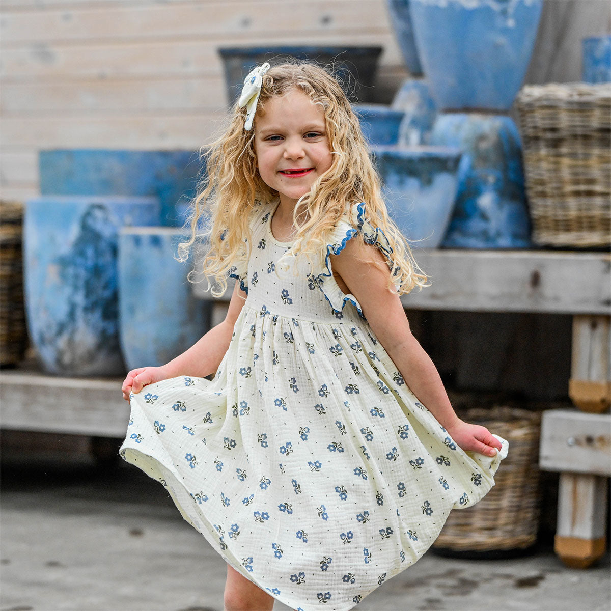 oh baby! Lolly Dress - Bellflower Print - Indigo - Twirling