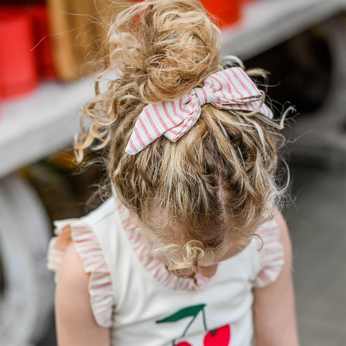 oh baby! Scarlett Bow on Clip - Stripes - Red Cherry - Lifestyle